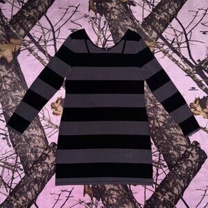 indie sleaze emo stripe long sleeve dress